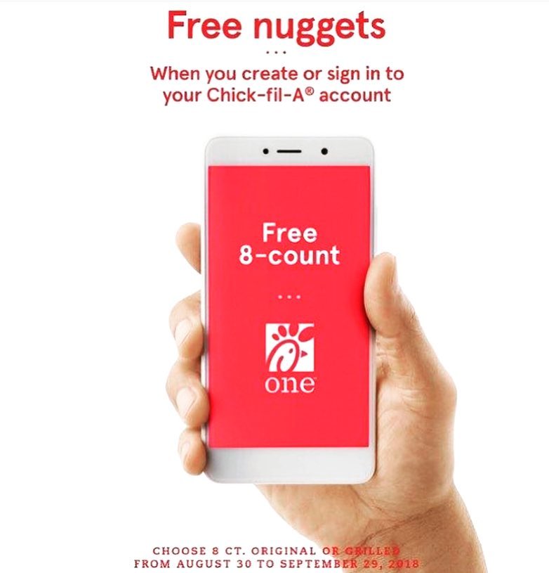 Free Nuggets From ChickfilA Mobile App Through 9/29